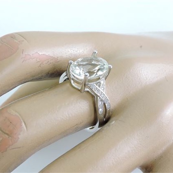 925 Silver Green Amethyst & CZ Ring - Picture 5 of 5